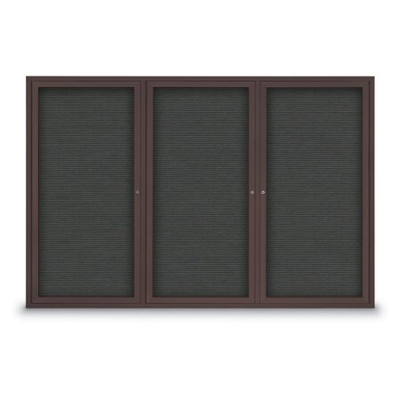 United Visual Products 30"x36" 1-Door Enclosed Outdoor Letterboard, Grey Felt/Bronze Alum UV1166DSD3036-BRONZE-GREY